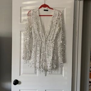 Sequin white romper